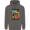 Zombie Kickin Some Ass Really Hard Mens 80% Cotton Hoodie Charcoal