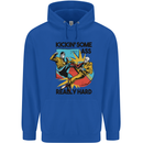 Zombie Kickin Some Ass Really Hard Mens 80% Cotton Hoodie Royal Blue