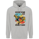 Zombie Kickin Some Ass Really Hard Mens 80% Cotton Hoodie Sports Grey
