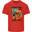 Zombie Kickin Some Ass Really Hard Mens Cotton T-Shirt Tee Top Red