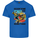 Zombie Kickin Some Ass Really Hard Mens Cotton T-Shirt Tee Top Royal Blue