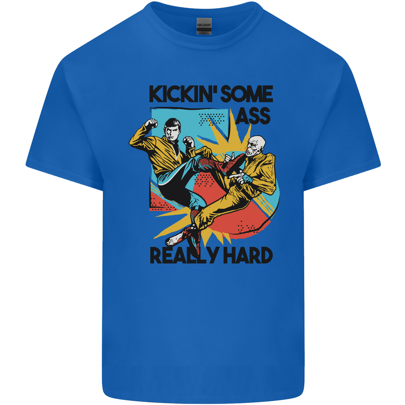 Zombie Kickin Some Ass Really Hard Mens Cotton T-Shirt Tee Top Royal Blue