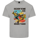 Zombie Kickin Some Ass Really Hard Mens Cotton T-Shirt Tee Top Sports Grey