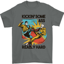 Zombie Kickin Some Ass Really Hard Mens T-Shirt 100% Cotton Charcoal