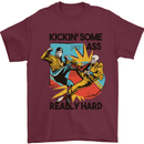 Zombie Kickin Some Ass Really Hard Mens T-Shirt 100% Cotton Maroon