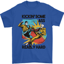 Zombie Kickin Some Ass Really Hard Mens T-Shirt 100% Cotton Royal Blue