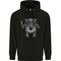 Zombie Teddy Bear With a Knife Halloween Horror Mens 80% Cotton Hoodie Black