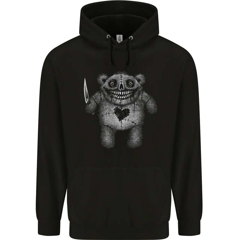 Zombie Teddy Bear With a Knife Halloween Horror Mens 80% Cotton Hoodie Black