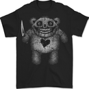 Zombie Teddy Bear With a Knife Halloween Horror Mens T-Shirt 100% Cotton BLACK