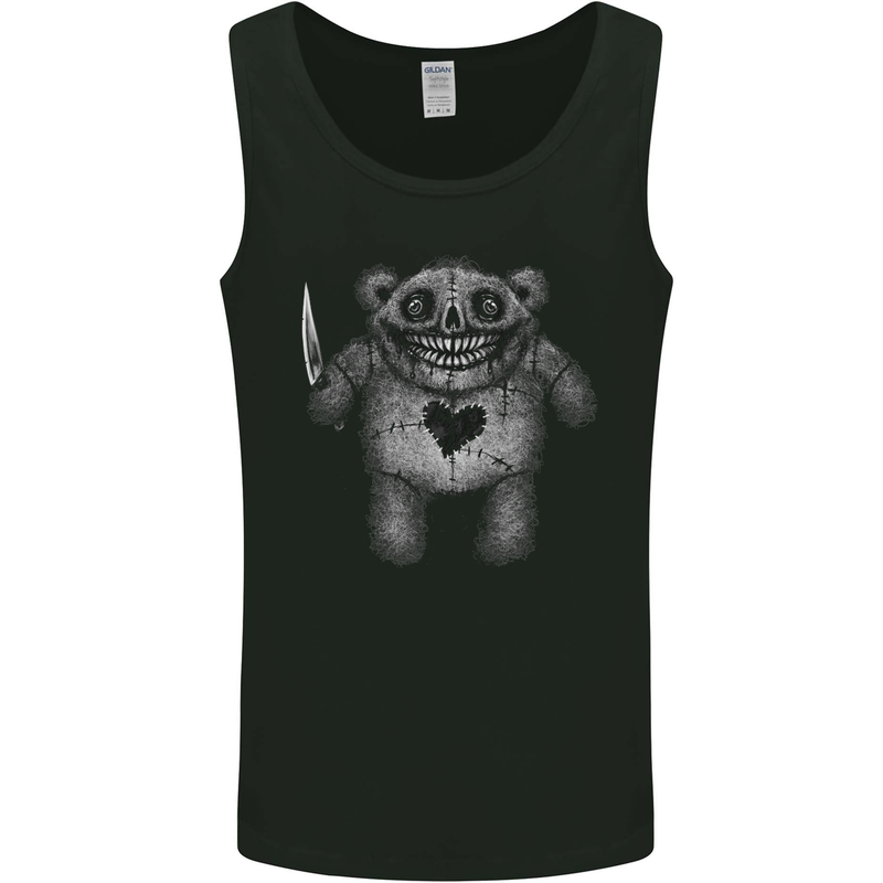 Zombie Teddy Bear With a Knife Halloween Horror Mens Vest Tank Top Black