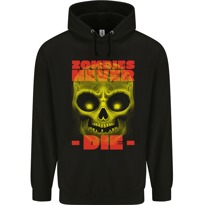 Zombies Never Die Halloween Skull Horror Childrens Kids Hoodie Black