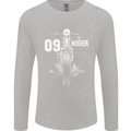 09 Motorbike Rider Biker Motorcycle Mens Long Sleeve T-Shirt Sports Grey