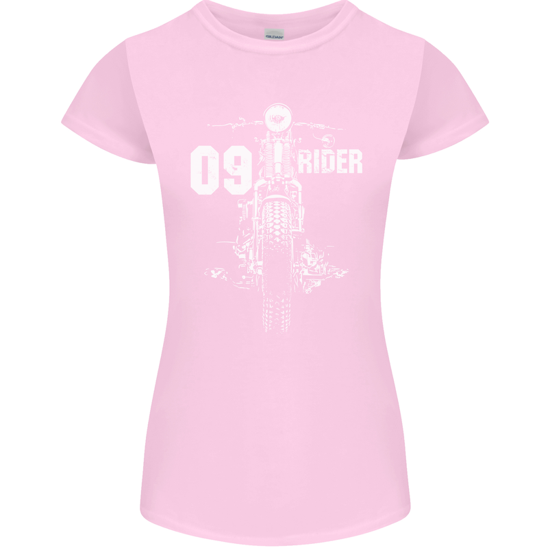 09 Motorbike Rider Biker Motorcycle Womens Petite Cut T-Shirt Light Pink