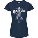 09 Motorbike Rider Biker Motorcycle Womens Petite Cut T-Shirt Navy Blue