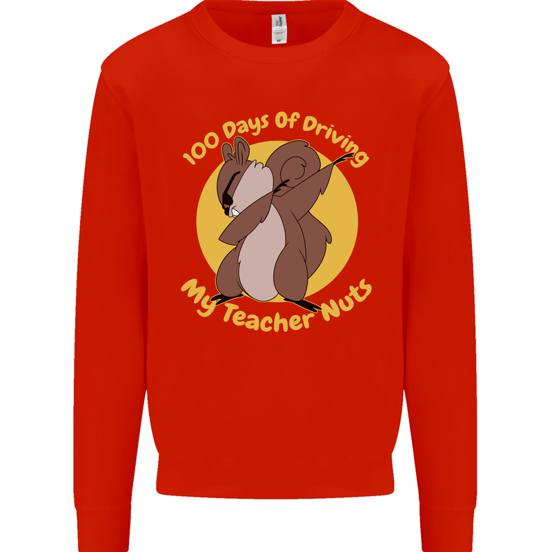 100 Days of Driving My Teacher Nuts Kids Sweatshirt Jumper Bright Red