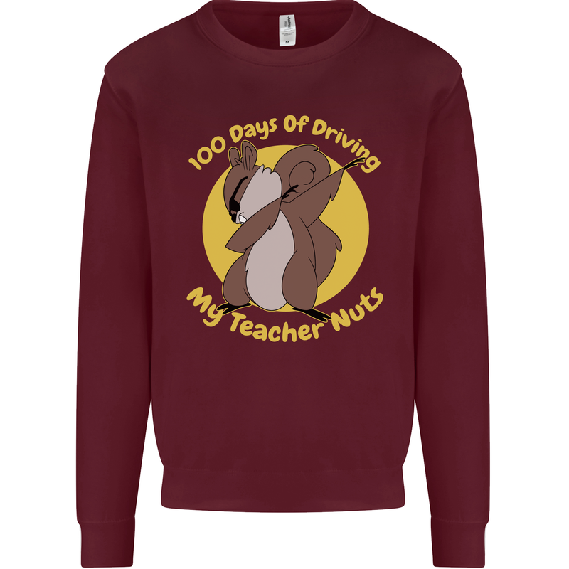 100 Days of Driving My Teacher Nuts Kids Sweatshirt Jumper Maroon
