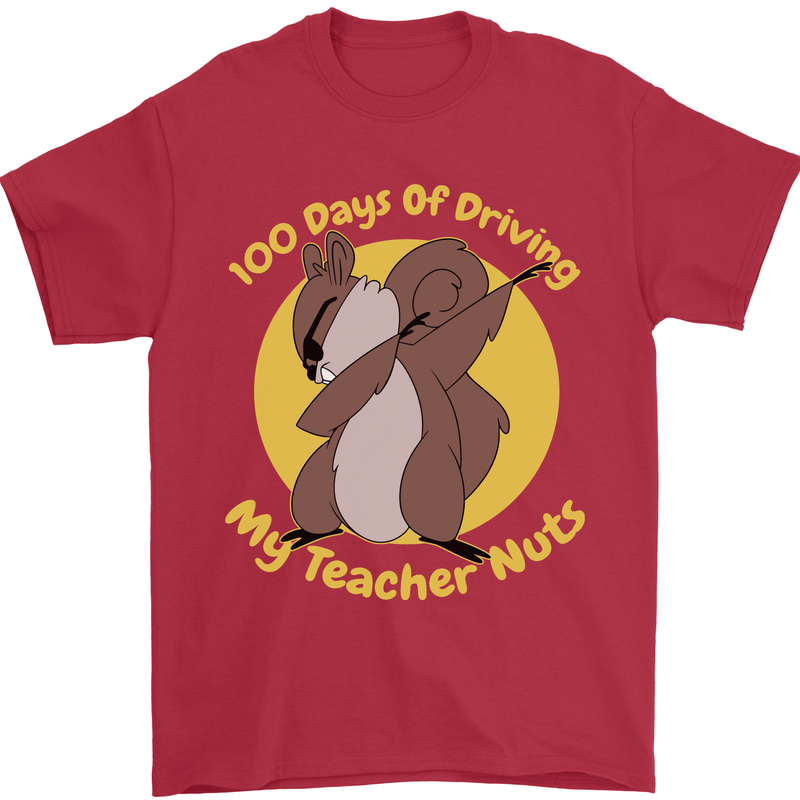100 Days of Driving My Teacher Nuts Mens T-Shirt 100% Cotton Red