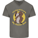 100 Days of Driving My Teacher Nuts Mens V-Neck Cotton T-Shirt Charcoal