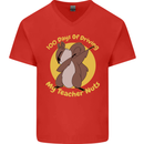 100 Days of Driving My Teacher Nuts Mens V-Neck Cotton T-Shirt Red