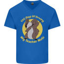 100 Days of Driving My Teacher Nuts Mens V-Neck Cotton T-Shirt Royal Blue