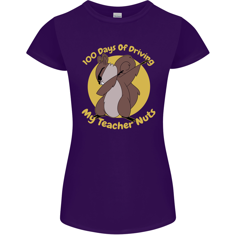 100 Days of Driving My Teacher Nuts Womens Petite Cut T-Shirt Purple