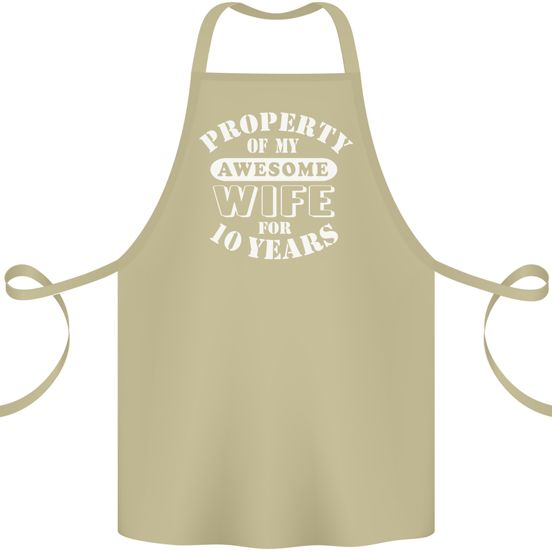 10 Year Wedding Anniversary 10th Funny Wife Cotton Apron 100% Organic Khaki