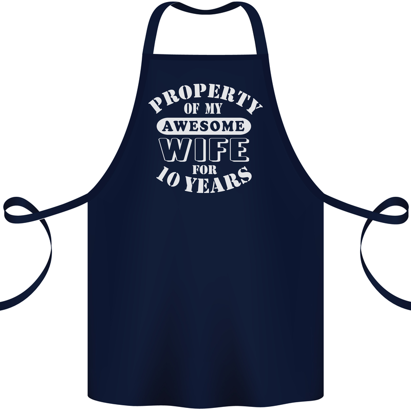 10 Year Wedding Anniversary 10th Funny Wife Cotton Apron 100% Organic Navy Blue