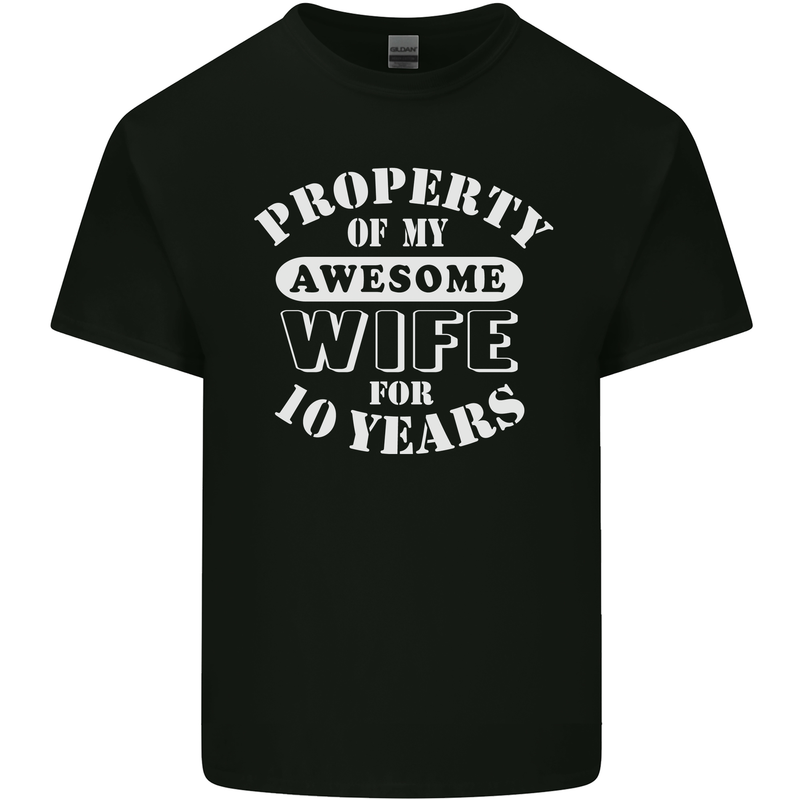 10 Year Wedding Anniversary 10th Funny Wife Mens Cotton T-Shirt Tee Top Black