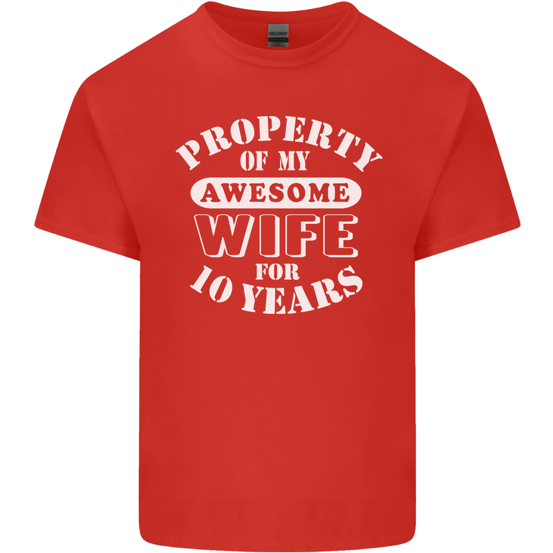 10 Year Wedding Anniversary 10th Funny Wife Mens Cotton T-Shirt Tee Top Red