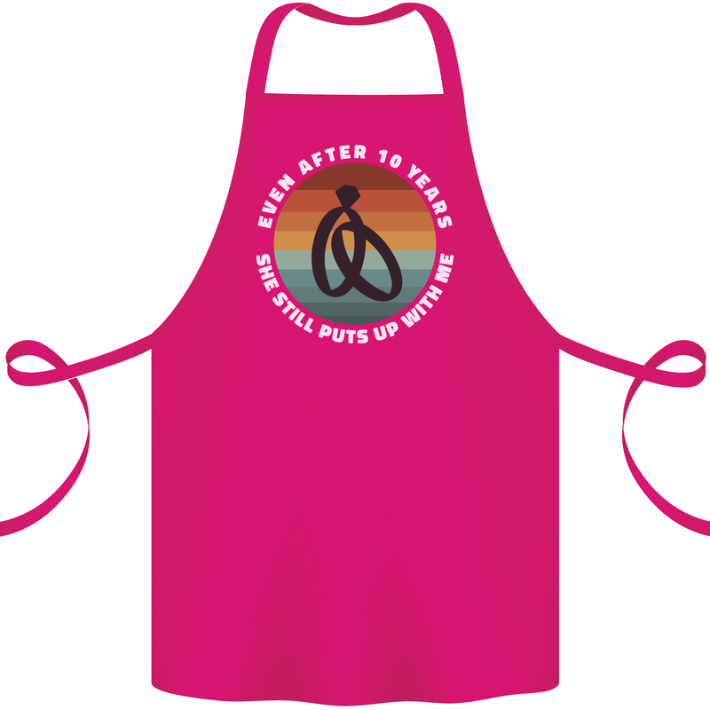 10 Year Wedding Anniversary 10th Marriage Cotton Apron 100% Organic Pink