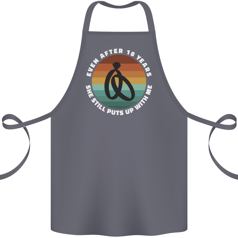 10 Year Wedding Anniversary 10th Marriage Cotton Apron 100% Organic Steel