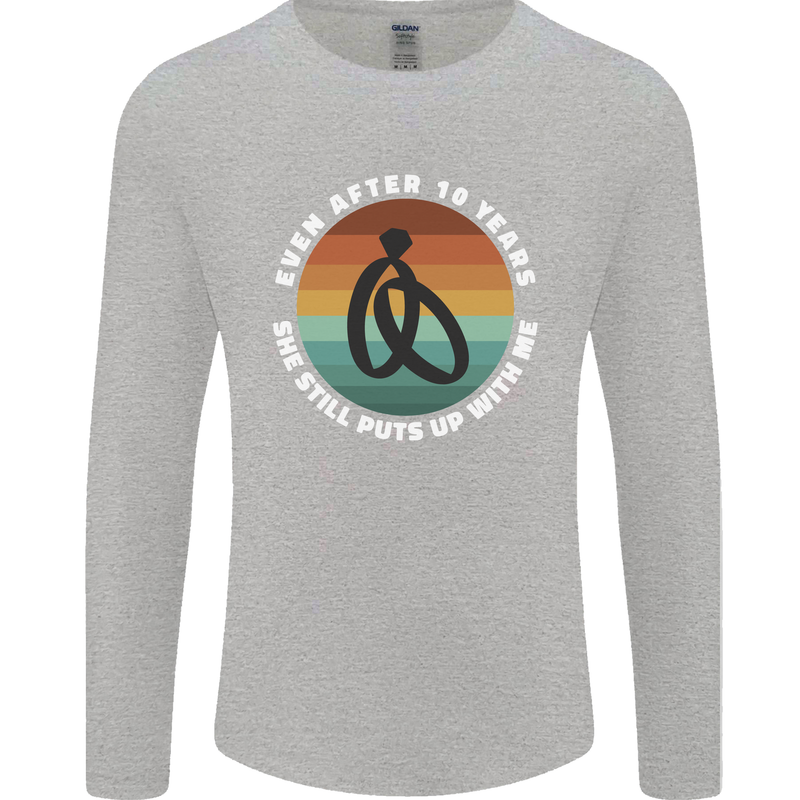 10 Year Wedding Anniversary 10th Marriage Mens Long Sleeve T-Shirt Sports Grey