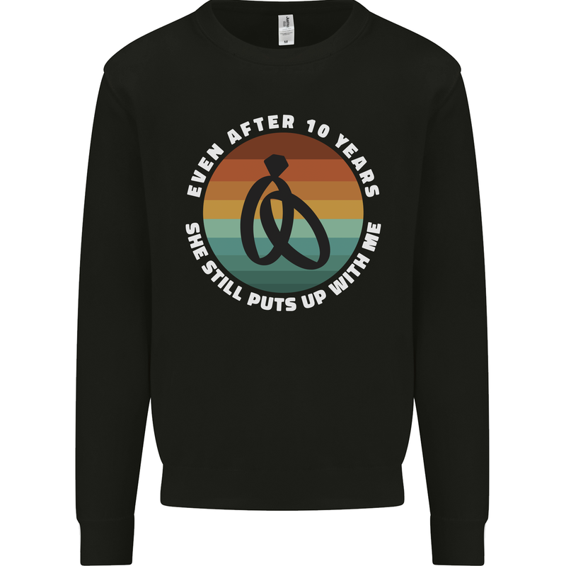 10 Year Wedding Anniversary 10th Marriage Mens Sweatshirt Jumper Black