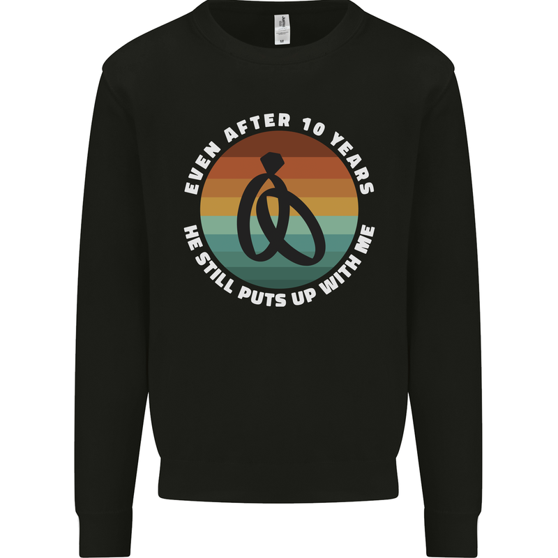 10 Year Wedding Anniversary 10th Marriage Mens Sweatshirt Jumper Black