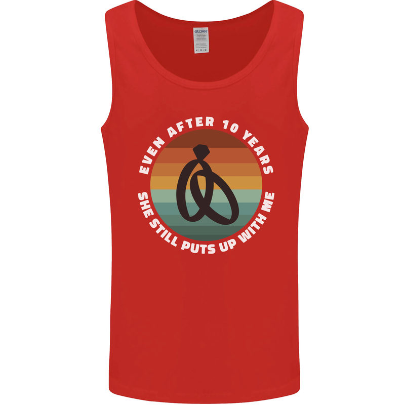10 Year Wedding Anniversary 10th Marriage Mens Vest Tank Top Red