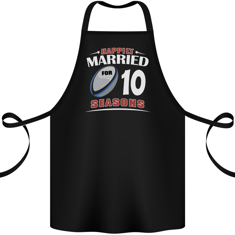 10 Year Wedding Anniversary 10th Rugby Cotton Apron 100% Organic Black