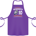 10 Year Wedding Anniversary 10th Rugby Cotton Apron 100% Organic Purple