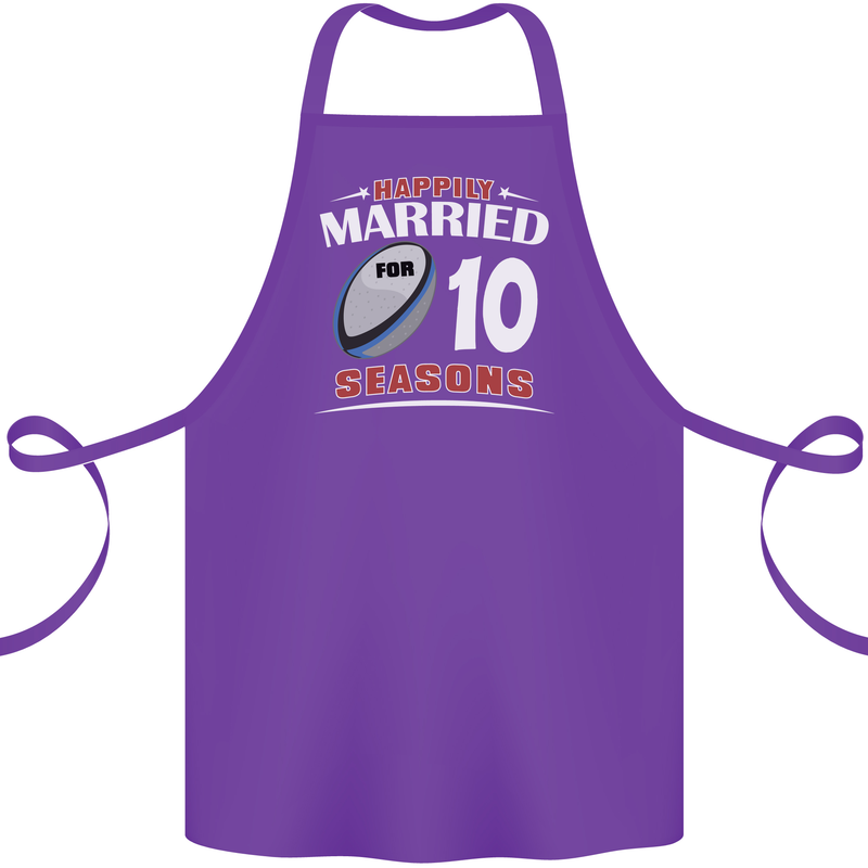 10 Year Wedding Anniversary 10th Rugby Cotton Apron 100% Organic Purple