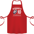10 Year Wedding Anniversary 10th Rugby Cotton Apron 100% Organic Red