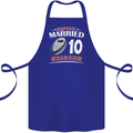 10 Year Wedding Anniversary 10th Rugby Cotton Apron 100% Organic Royal Blue