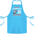 10 Year Wedding Anniversary 10th Rugby Cotton Apron 100% Organic Turquoise
