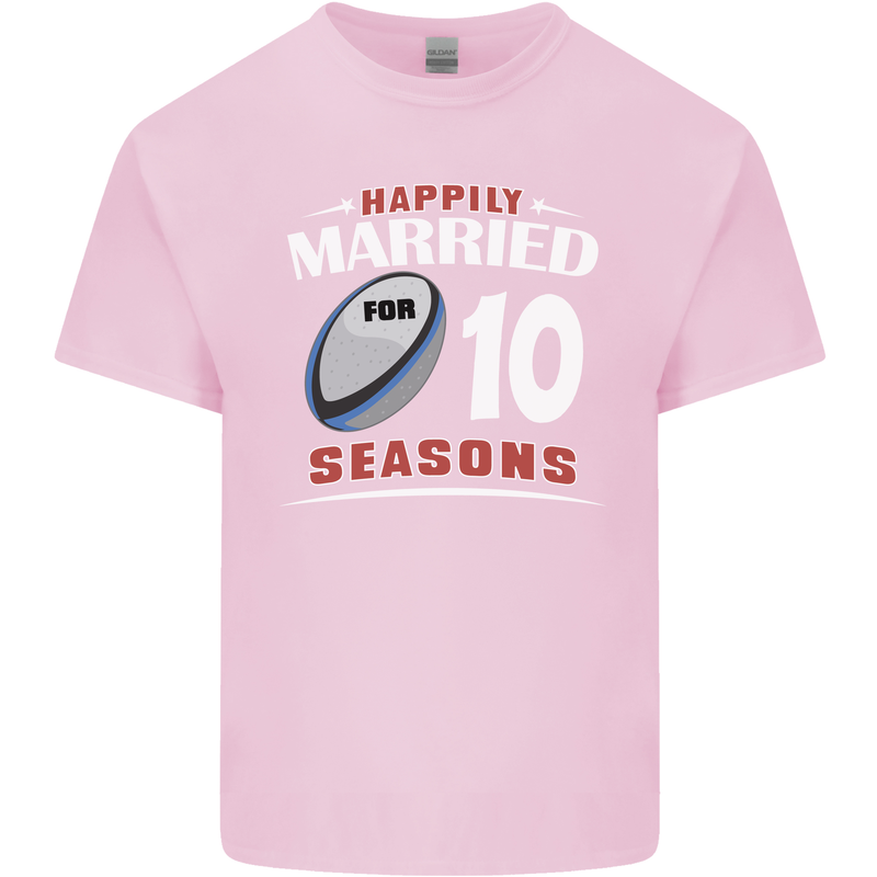 10 Year Wedding Anniversary 10th Rugby Mens Cotton T-Shirt Tee Top Light Pink