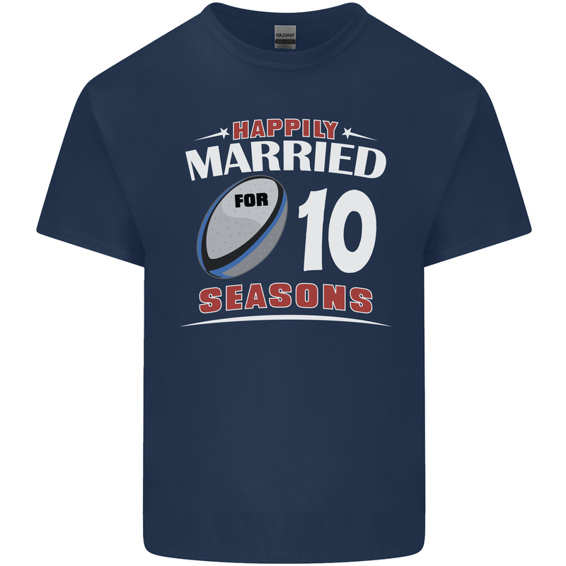 10 Year Wedding Anniversary 10th Rugby Mens Cotton T-Shirt Tee Top Navy Blue