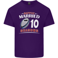 10 Year Wedding Anniversary 10th Rugby Mens Cotton T-Shirt Tee Top Purple