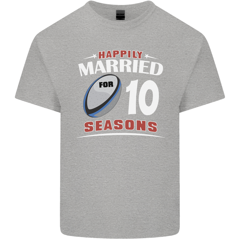10 Year Wedding Anniversary 10th Rugby Mens Cotton T-Shirt Tee Top Sports Grey