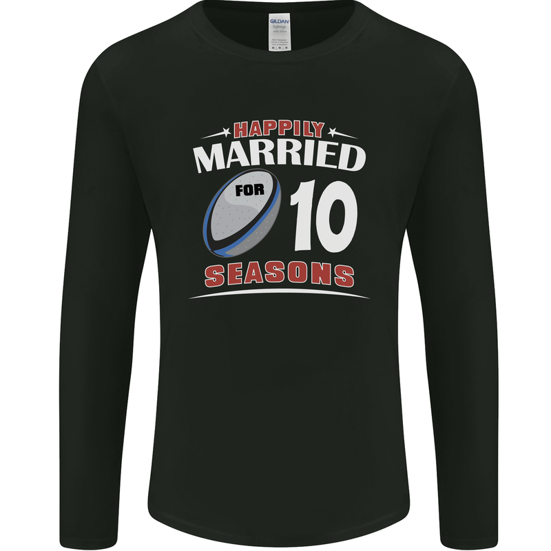 10 Year Wedding Anniversary 10th Rugby Mens Long Sleeve T-Shirt Black