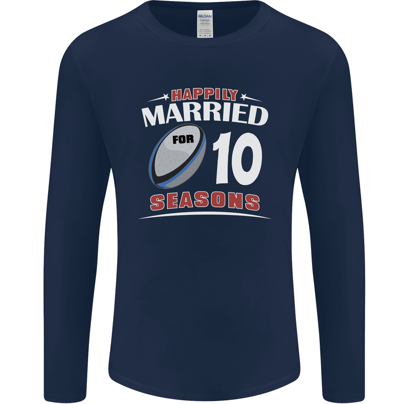 10 Year Wedding Anniversary 10th Rugby Mens Long Sleeve T-Shirt Navy Blue