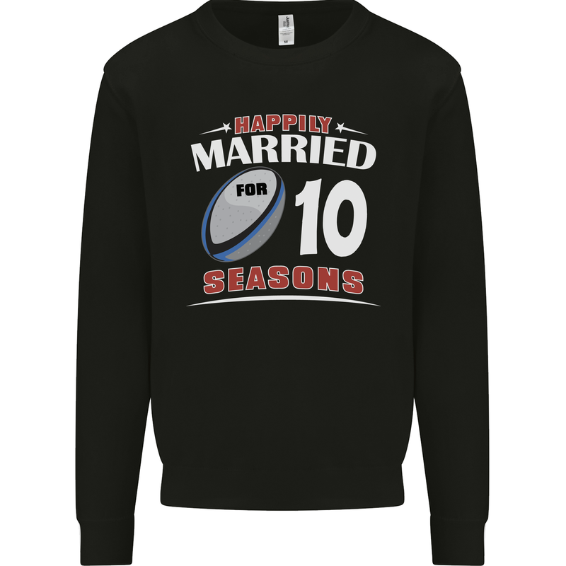 10 Year Wedding Anniversary 10th Rugby Mens Sweatshirt Jumper Black