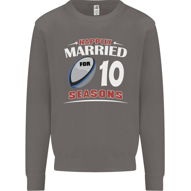 10 Year Wedding Anniversary 10th Rugby Mens Sweatshirt Jumper Charcoal