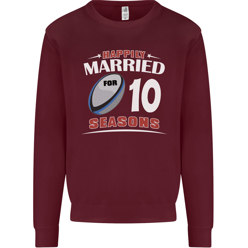 10 Year Wedding Anniversary 10th Rugby Mens Sweatshirt Jumper Maroon